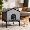 Opvouwbaar Kattenhuis Met Kussen, Verhoogde Waterafstotende Kattenhol 62 X 58,5 X 60 Cm, Grijs