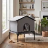 Opvouwbaar Kattenhuis Met Kussen, Verhoogde Waterafstotende Kattenhol 62 X 58,5 X 60 Cm, Grijs