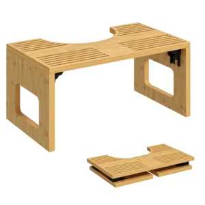Opvouwbare Bamboe Toiletstoel, Badkamerstoel, Antislip Toiletstoel Voor Volwassenen Thuis, Eiken