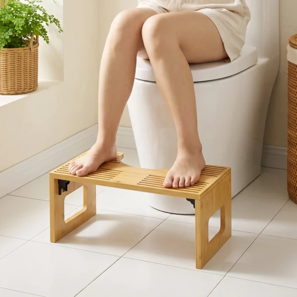 Opvouwbare Bamboe Toiletstoel, Badkamerstoel, Antislip Toiletstoel Voor Volwassenen Thuis, Eiken