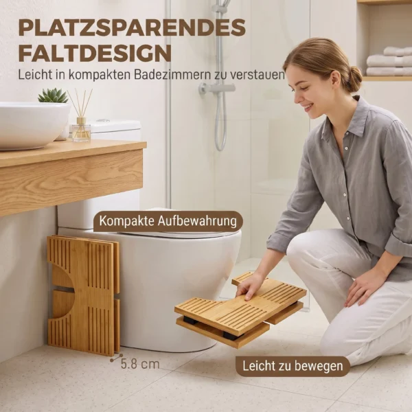 Opvouwbare Bamboe Toiletstoel, Badkamerstoel, Antislip Toiletstoel Voor Volwassenen Thuis, Eiken