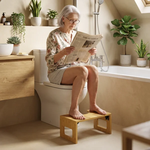 Opvouwbare Bamboe Toiletstoel, Badkamerstoel, Antislip Toiletstoel Voor Volwassenen Thuis, Eiken
