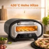 Pizzaoven Voor Binnen, 12 Inch Elektrische Pizzaoven Met 8 Programma's, 430 °C, Timer, Keramische Steen, 2200 W
