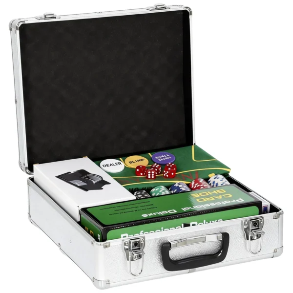 Poker Set, 500 Chips, Würfel, 2 Kartendecks, Zubehör, Koffer, Für 10 Spieler