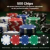 Poker Set, 500 Chips, Würfel, 2 Kartendecks, Zubehör, Koffer, Für 10 Spieler
