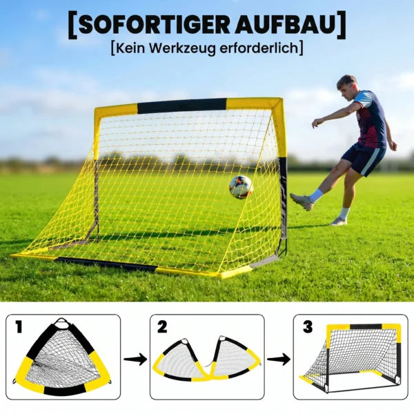 Pop Up Fußballtor Für Garten Jugendliche & Erwachsene Tragbares Outdoor Tor Mit Reißfestem Tornetz Fiberglasstangen