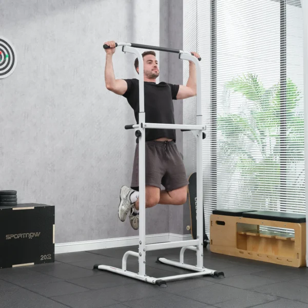 Power Tower Höhenverstellbar 176,5 227 Cm Dip Station Multifunktional Mit Stahlrahmen 120 Kg Belastbarkeit