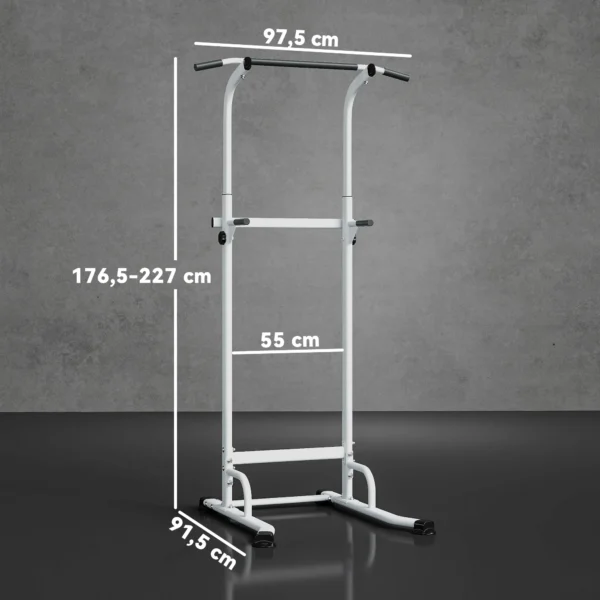 Power Tower Höhenverstellbar 176,5 227 Cm Dip Station Multifunktional Mit Stahlrahmen 120 Kg Belastbarkeit