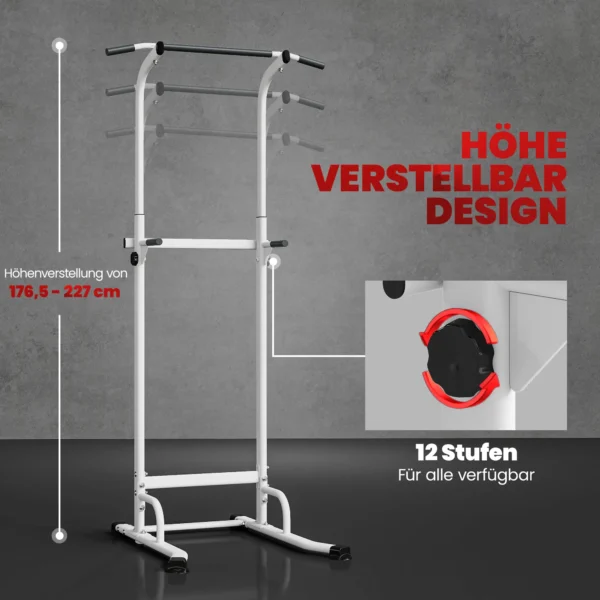 Power Tower Höhenverstellbar 176,5 227 Cm Dip Station Multifunktional Mit Stahlrahmen 120 Kg Belastbarkeit