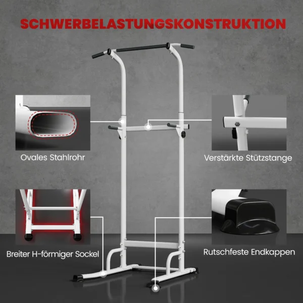 Power Tower Höhenverstellbar 176,5 227 Cm Dip Station Multifunktional Mit Stahlrahmen 120 Kg Belastbarkeit