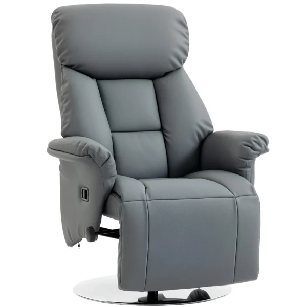 Relaxsessel, Liegefunktion, Lederoptik, Fußstütze, Bis 120 Kg, 78 X 80 X 109 Cm, Grau