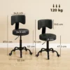 Rollenhocker, Höhenverstellbar 72 87,5 Cm, Massagethocker Mit Gepolsterter Sitzfläche Und Rückenlehne, 360° Drehbar, Schwarz