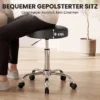 Rollhocker Aus PU Leder, Höhenverstellbarer Salonhocker Mit Gepolsterter Sitzfläche, Drehbarer Beautyhocker Auf Rollen