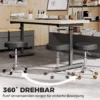 Rollhocker Aus PU Leder, Höhenverstellbarer Salonhocker Mit Gepolsterter Sitzfläche, Drehbarer Beautyhocker Auf Rollen