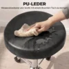 Rollhocker Aus PU Leder, Höhenverstellbarer Salonhocker Mit Gepolsterter Sitzfläche, Drehbarer Beautyhocker Auf Rollen