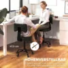 Rollhocker, Höhenverstellbarer Salonstuhl Aus PU Leder Mit Polstersitz, Rückenlehne Und Rollen, Schwarz