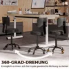 Rollhocker, Höhenverstellbarer Salonstuhl Aus PU Leder Mit Polstersitz, Rückenlehne Und Rollen, Schwarz