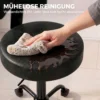 Rollhocker, Höhenverstellbarer Salonstuhl Aus PU Leder Mit Polstersitz, Rückenlehne Und Rollen, Schwarz
