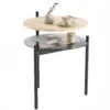 Runder Beistelltisch Mit Offener Glasablage Für Kleine Räume, Wohnzimmer, Schlafzimmer, 41,8 X 39,8 X 53,5 Cm, Eiche