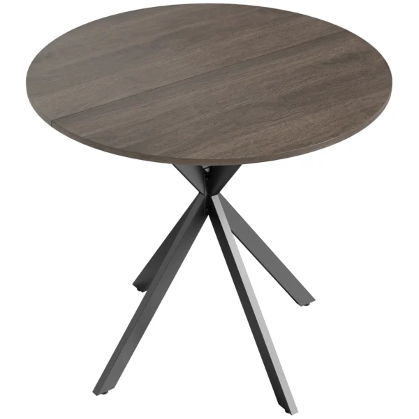 Runder Küchentisch, 80 Cm, Kompakte Tischplatte, Spanplatte, Metall, Braun