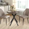 Runder Küchentisch, 80 Cm, Kompakte Tischplatte, Spanplatte, Metall, Braun