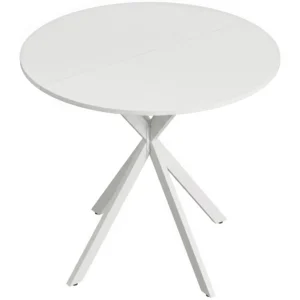 Runder Küchentisch, 80 Cm, Kompakte Tischplatte, Spanplatte, Metall, Weiß