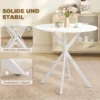 Runder Küchentisch, 80 Cm, Kompakte Tischplatte, Spanplatte, Metall, Weiß