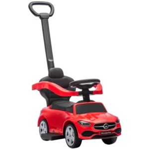 Rutschauto Mit Schiebstange 2 in 1 Rutschfahrzeug Mit Abnehmbarem Griff, Sicherheitsgeländer, Stauraum, Hupe & Lenkrad