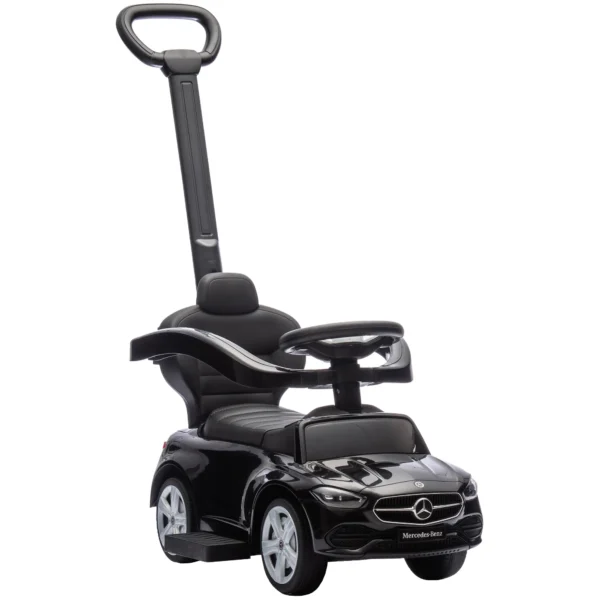 Rutschauto Mit Schiebstange 2 in 1 Rutschfahrzeug Mit Abnehmbarem Griff, Sicherheitsgeländer, Stauraum, Hupe & Lenkrad