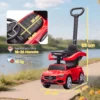 Rutschauto Mit Schiebstange 2 in 1 Rutschfahrzeug Mit Abnehmbarem Griff, Sicherheitsgeländer, Stauraum, Hupe & Lenkrad