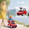 Rutschauto Mit Schiebstange 2 in 1 Rutschfahrzeug Mit Abnehmbarem Griff, Sicherheitsgeländer, Stauraum, Hupe & Lenkrad