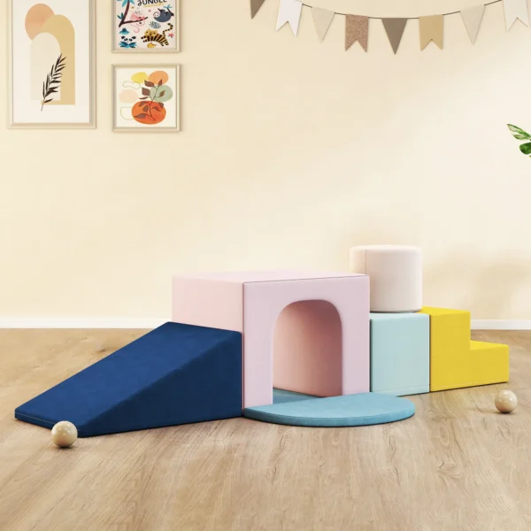 Schaumstoff Bausteine Für Kinder Klettern 8 Teilige Indoor Softbausteine Mit Waschbare Hülle XXL Rutschfest Bunt
