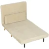 Schlafsessel 3 in 1, Ausklappbarer Sessel Aus Cord Mit Schlaffunktion Verstellbare Rückenlehne, Kissen, Beige