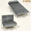 Schlafsessel 3 in 1, Ausklappbarer Sessel Aus Cord Mit Schlaffunktion Verstellbare Rückenlehne, Kissen Dunkelgrau