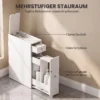 Schmaler Badezimmerschrank, Badschrank Stehend Mit 2 Schubladen, Weiß
