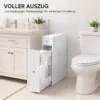 Schmaler Badezimmerschrank, Badschrank Stehend Mit 2 Schubladen, Weiß