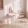 Schmink Set Für Mädchen Mit Hocker, Acrylspiegel, 3 Farben LED, 2 Schubladen, 3 8 Jahre, Rosa