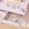Schmink Set Für Mädchen Mit Hocker, Acrylspiegel, 3 Farben LED, 2 Schubladen, 3 8 Jahre, Rosa