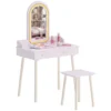 Schmink Set Für Mädchen Mit Hocker, Acrylspiegel, 3 Farben LED, 2 Schubladen, 3 8 Jahre, Rosa