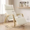 Schommelstoel In Linnenlook Met 5 voudig Verstelbare Voetensteun En Linnenlook, Voor Woonkamer, Crèmewit