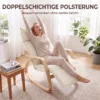 Schommelstoel In Linnenlook Met 5 voudig Verstelbare Voetensteun En Linnenlook, Voor Woonkamer, Crèmewit