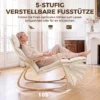 Schommelstoel In Linnenlook Met 5 voudig Verstelbare Voetensteun En Linnenlook, Voor Woonkamer, Crèmewit