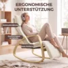 Schommelstoel In Linnenlook Met 5 voudig Verstelbare Voetensteun En Linnenlook, Voor Woonkamer, Crèmewit