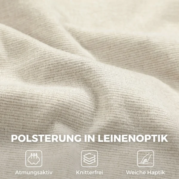 Schommelstoel In Linnenlook Met 5 voudig Verstelbare Voetensteun En Linnenlook, Voor Woonkamer, Crèmewit