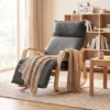 Schommelstoel In Linnenlook Met 5 voudig Verstelbare Voetensteun En Linnenlook, Voor Woonkamer, Donkergrijs
