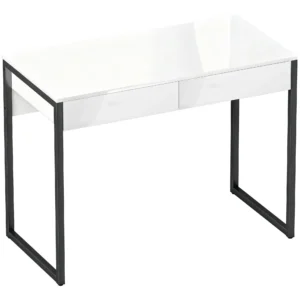 Schreibtisch 100 X 50 Cm Computertisch Bürotisch Mit 2 Schubladen, Für Kleine Räume, Weiß
