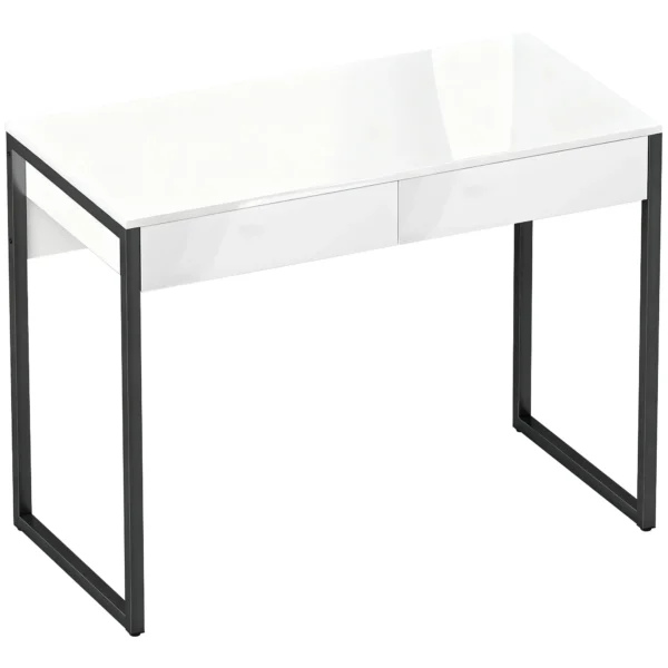 Schreibtisch 100 X 50 Cm Computertisch Bürotisch Mit 2 Schubladen, Für Kleine Räume, Weiß