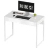 Schreibtisch 100 X 50 Cm Computertisch Bürotisch Mit 2 Schubladen, Für Kleine Räume, Weiß