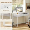 Schreibtisch 100 X 50 Cm Computertisch Bürotisch Mit 2 Schubladen, Für Kleine Räume, Weiß