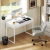 Schreibtisch 100 X 50 Cm Computertisch Bürotisch Mit 2 Schubladen, Für Kleine Räume, Weiß